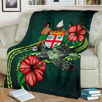 Fiji Polynesian Premium Blanket - Green Turtle Hibiscus - Polynesian Pride
