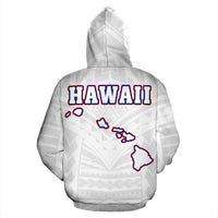Hawaii Flag Polynesian White Zip up Hoodie - Polynesian Pride