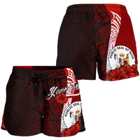 Niue Polynesian Custom Personalised Women's Shorts - Coat Of Arm With Hibiscus - Polynesian Pride