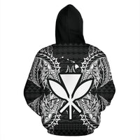 Polynesian Hawaii All Over Zip up Hoodie Map Turtle Black - Polynesian Pride