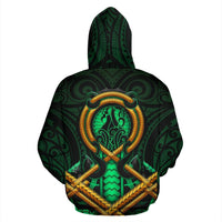 Maori New Zealand All Over Hoodie Manaia Green - Polynesian Pride