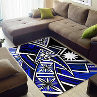 Nauru Area Rug - Tribal Flower Special Pattern Blue Color - Polynesian Pride