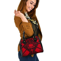 Samoa Polynesian Shoulder Handbag - Samoa Red Seal with Polynesian Tattoo One Size Red - Polynesian Pride