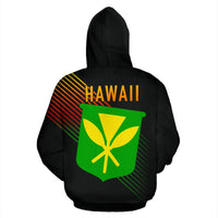 Hawaii Kanaka Flag Zip up Hoodie Center Style - Polynesian Pride
