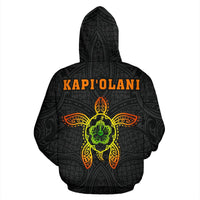 Kapiolani Hula Girl and Turtle Hibiscus Zip up Hoodie - Polynesian Pride