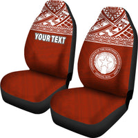Northern Mariana Islands Custom Personalised Car Seat Covers - C N M I Seal Polynesian Red Horizontal - Polynesian Pride