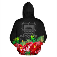 Tuvalu Polynesian Hoodie Black Hibiscus - Polynesian Pride