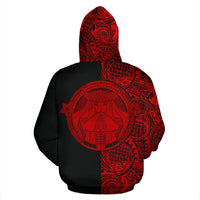 Polynesian Madame Pele Kanaka Hawaii Zip Hoodie The Half Red - Polynesian Pride