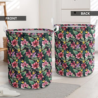 Tropical Flowers, Palm And Leaves Hawaii Laundry Basket - Polynesian Pride