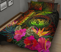 Polynesian Hawaii Polynesian Personalised Quilt Bed Set - Hibiscus and Banana Leaves - Polynesian Pride