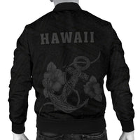 Hawaii Kakau Polynesian Anchor Map Men's Bomber Jacket - Grey - Polynesian Pride