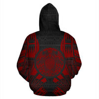 Turtle All Over Zip up Hoodie Red Tattoo Style - Polynesian Pride