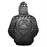 American Samoa All Over Zip up Hoodie Lift up Black - Polynesian Pride