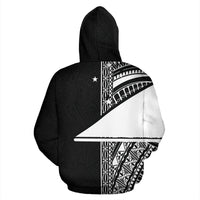 Tokelau Polynesian All Over Custom Zip up Hoodie White Line - Polynesian Pride