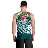 Wallis and Futuna Polynesian Men's Tank Top - Summer Plumeria (Turquoise) - Polynesian Pride