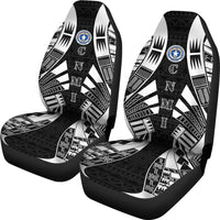 Northern Mariana Islands Car Seat Covers - C N M I Seal Polynesian Tattoo Black - Polynesian Pride