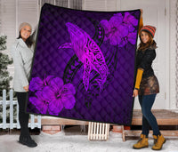 Hawaii Whale Swim Poly Purple Premium Quilt - Polynesian Pride