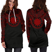 Nauru Women Hoodie Dress - Nauru Coat Of Arms Polynesian Red Black - Polynesian Pride