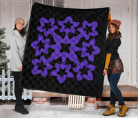 Hawaiian Premium Quilt Royal Pattern - Black And Purple - A1 Style - Polynesian Pride