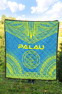 Palau Premium Quilt - Palau Seal Polynesian Chief BLue Version - Polynesian Pride