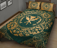 Hawaii Vintage Tribal Map Kanaka Quilt Bed Set - AH - Green - Polynesian Pride