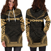 Pohnpei Women's Hoodie Dress - Polynesian Gold Chief - Polynesian Pride