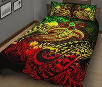 Papua New Guinea Quilt Bed Set - Reggae Shark Polynesian Tattoo - Polynesian Pride