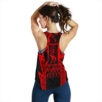 Polynesian Guinea Women's Racerback Tank - Moana Maui Tattoo With Coat Of Arm Guinea Red - Polynesian Pride