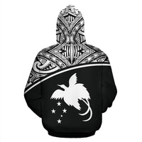 Papua New Guinea Polynesian All Over Zip up Hoodie Black Curve - Polynesian Pride