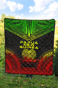 Papua New Guinea Premium Quilt - Papua New Guinea Coat Of Arms Polynesian Chief Reggae Version - Polynesian Pride