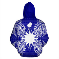 Nauru Polynesian All Over Zip up Hoodie Map Blue - Polynesian Pride