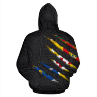 Tonga All Over Zip up Hoodie Scratch Style - Polynesian Pride