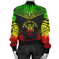 Niue Polynesian Chief Women'S Bomber Jacket - Reggae Version - Polynesian Pride