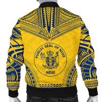 Niue Flag Polynesian Chief Men's Bomber Jacket - Polynesian Pride