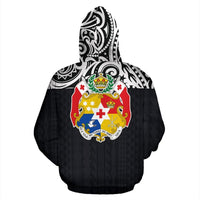 Tonga All Over Zip up Hoodie Black Version - Polynesian Pride
