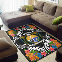 Nauru Area Rug - Coat OfArmsWith Tropical Flowers - Polynesian Pride