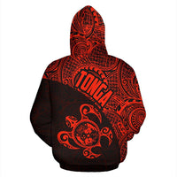 Tonga Zip up Hoodie Tonga Coat of Arms In Turtle Polynesian Tattoo 010 - Polynesian Pride