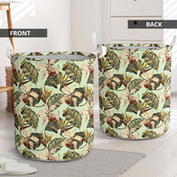 Hawaii Vintage Tropical Jungle Leaves Orchid Bird Hawaii Laundry Basket AH - Polynesian Pride