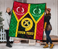 Polynesian Vanuatu Custom Personalised Premium Quilt - Vanuatu Flag and Coat Of Arms - Polynesian Pride
