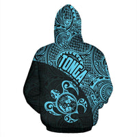 Tonga Zip up Hoodie Tonga Coat of Arms In Turtle Polynesian Tattoo 030 - Polynesian Pride