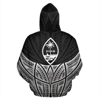 Guam Polynesian Zip up Hoodie Black Pride Map and Seal - Polynesian Pride