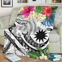 Nauru Polynesian Premium Blanket - Summer Plumeria (White) - Polynesian Pride
