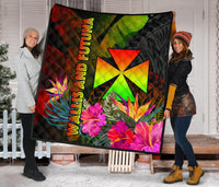 Wallis and Futuna Polynesian Premium Quilt - Hibiscus and Banana Leaves - Polynesian Pride