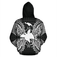 Papua New Guinea Polynesian All Over Zip up Hoodie Map Black - Polynesian Pride
