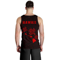 Hawaii Kakau Polynesian Three Turtles Map Men's Tank Top - Red - Polynesian Pride