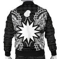 Nauru Polynesian Men's Bomber Jacket Map Black - Polynesian Pride
