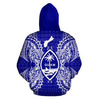 Guam Polynesian All Over Zip up Hoodie Map Blue - Polynesian Pride