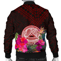 American Samoa Men's Bomber Jacket - Coat Of Arm With Polynesian Patterns - Polynesian Pride