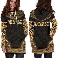 Society Islands Women's Hoodie Dress - Polynesian Gold Chief - Polynesian Pride
