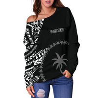 Chuuk Personalised Custom Women's Off Shoulder Sweater - Micronesian Pattern Flash Black - Polynesian Pride